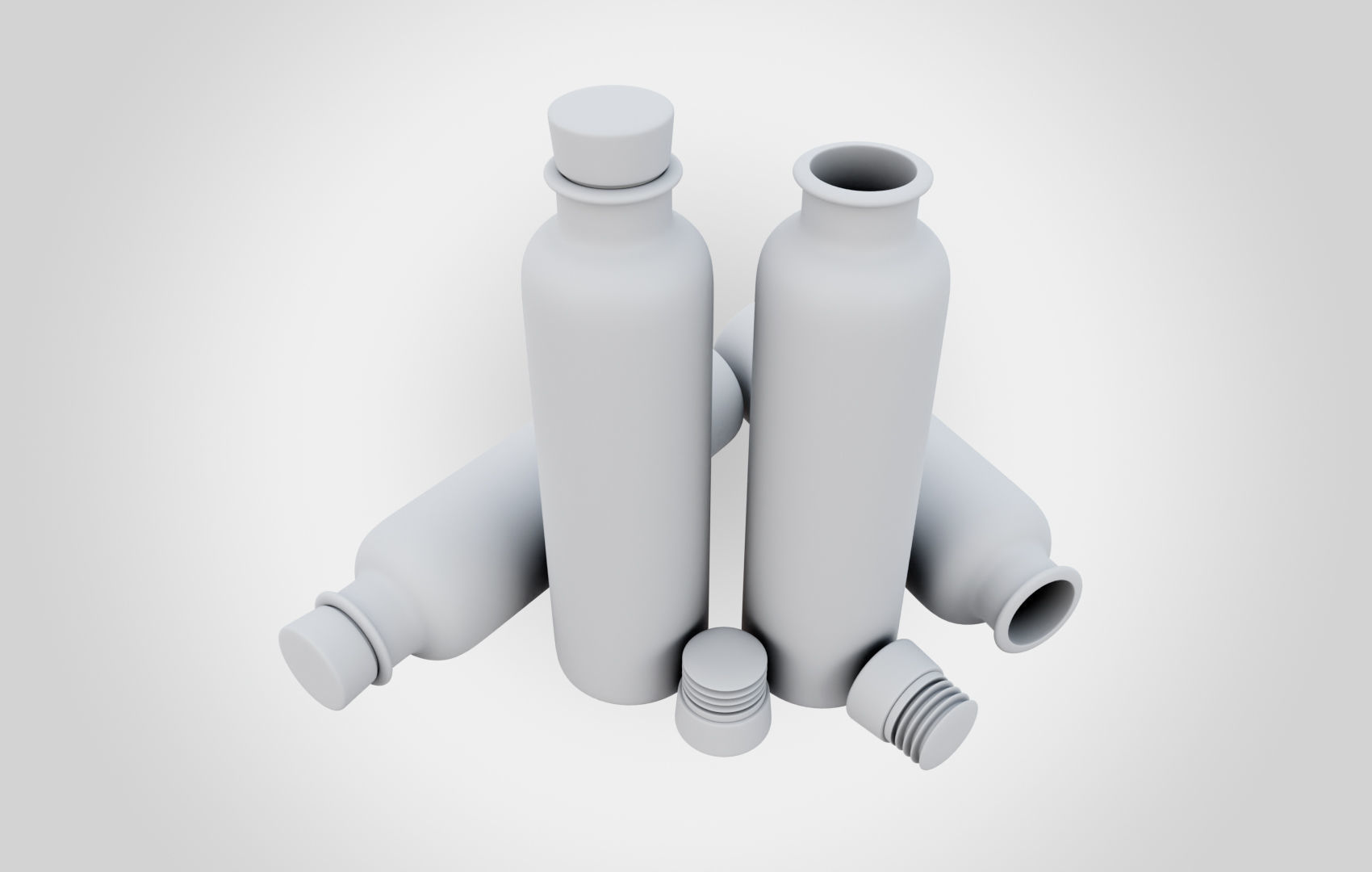 Water Bottle With Cork Low-poly 3D model_11