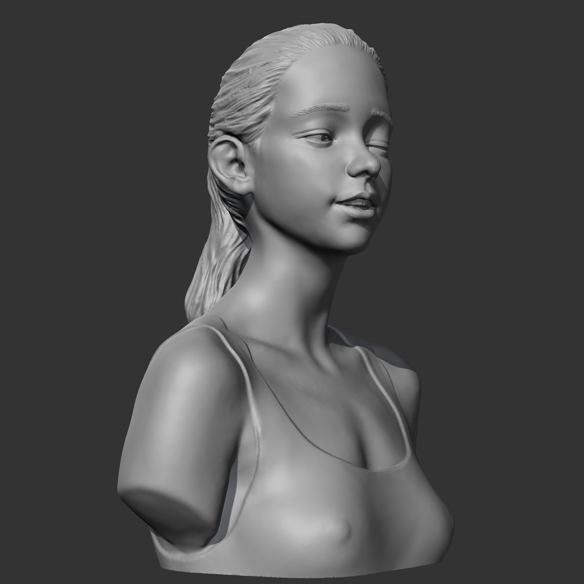 HD girl bust B 3D print model 3D print model_8
