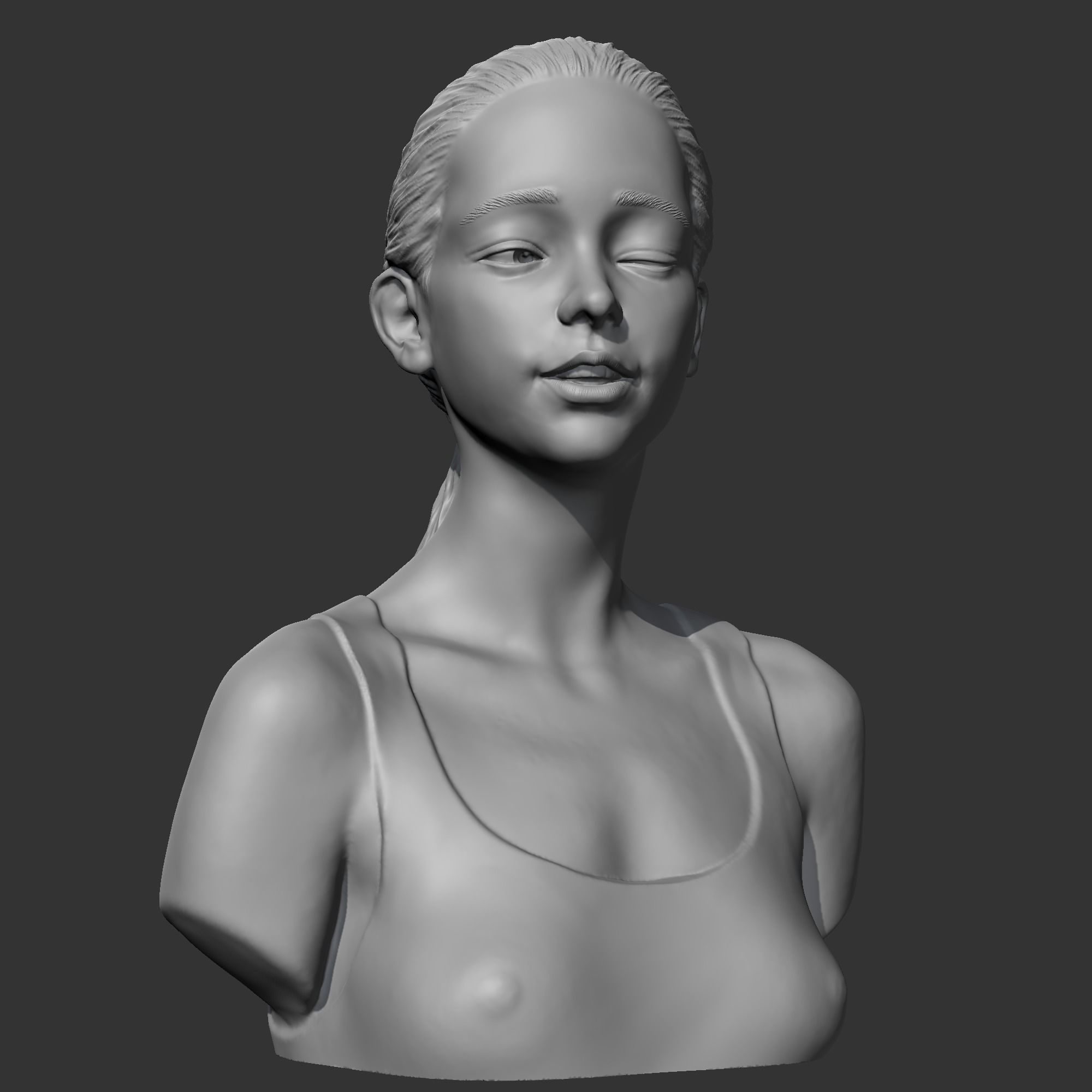 HD girl bust B 3D print model 3D print model_9