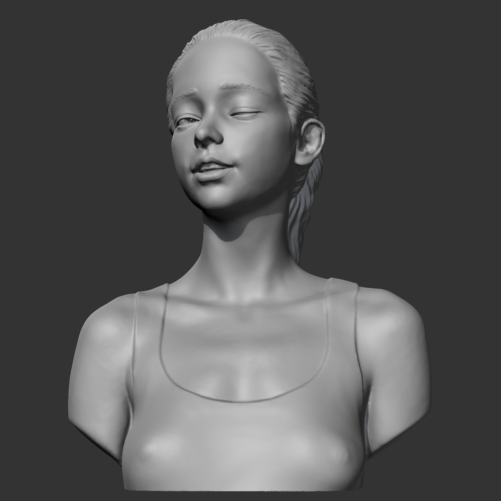 HD girl bust B 3D print model 3D print model_1