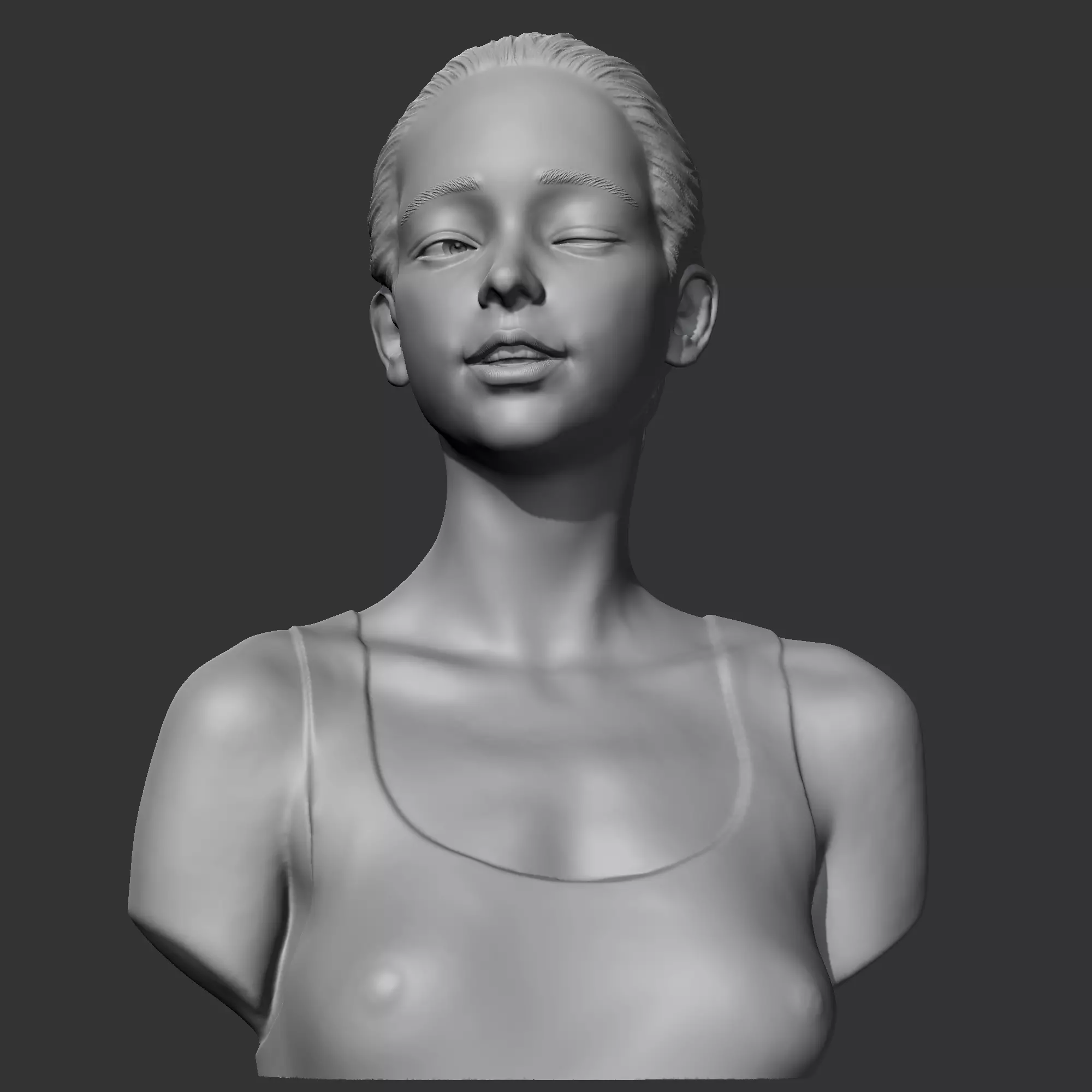 HD girl bust B 3D print model 3D print model_0