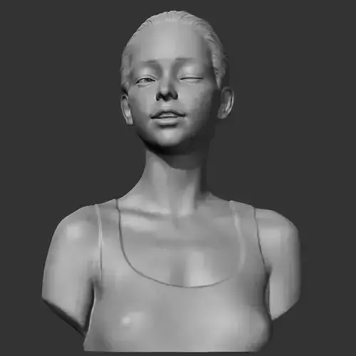 HD girl bust B 3D print model 3D print model