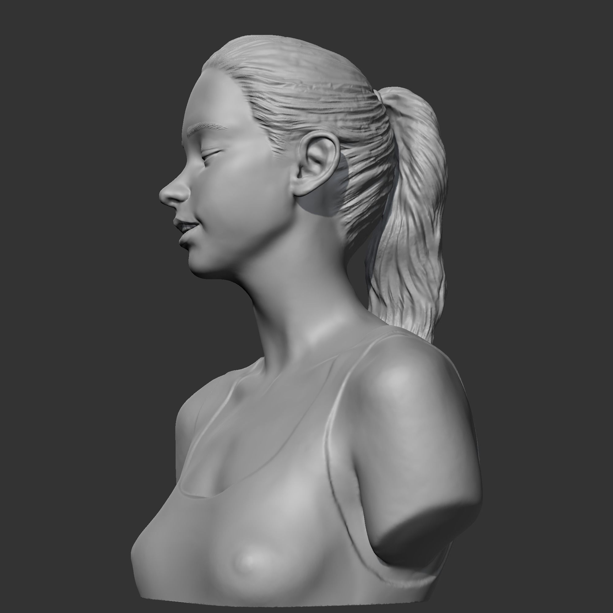 HD girl bust B 3D print model 3D print model_3