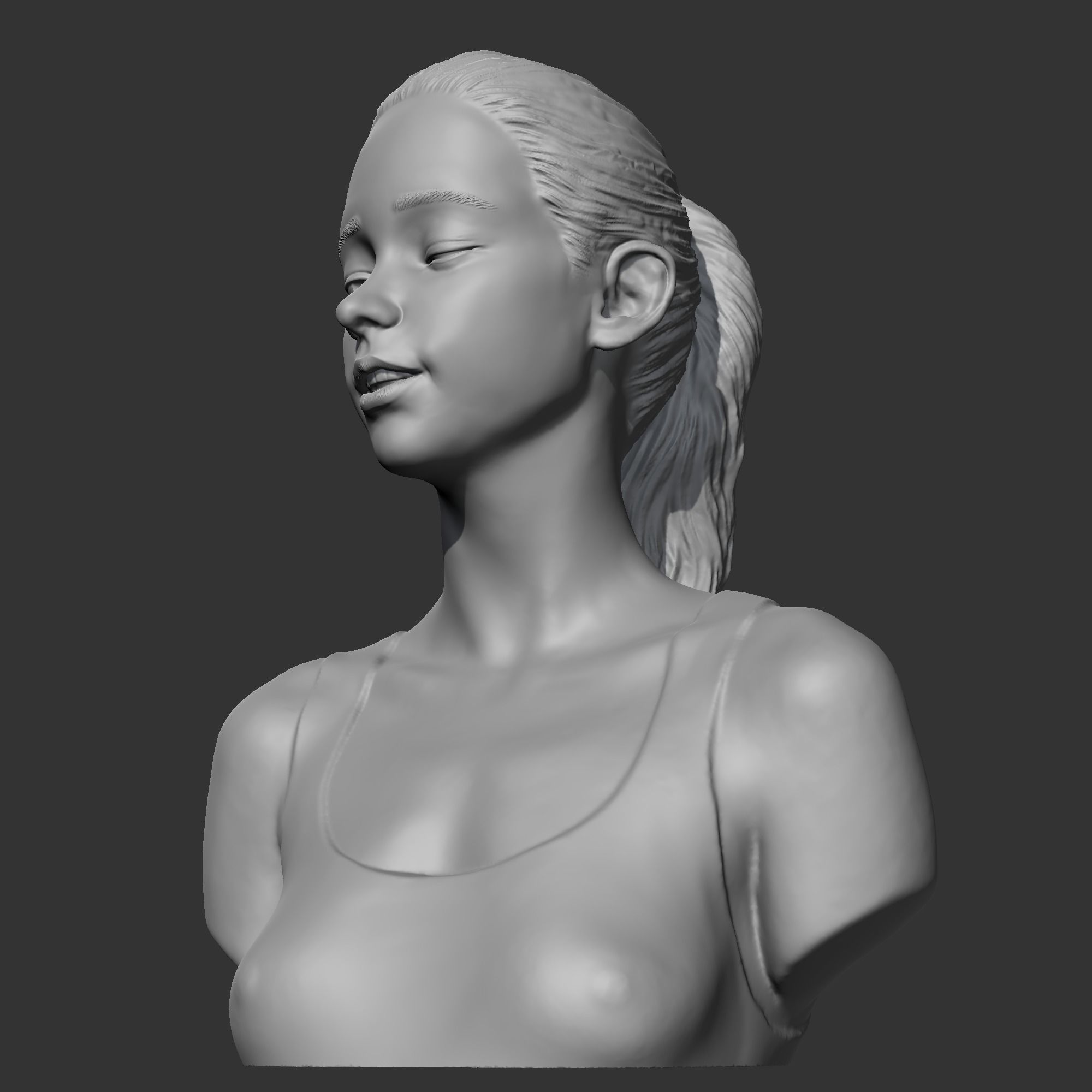 HD girl bust B 3D print model 3D print model_2