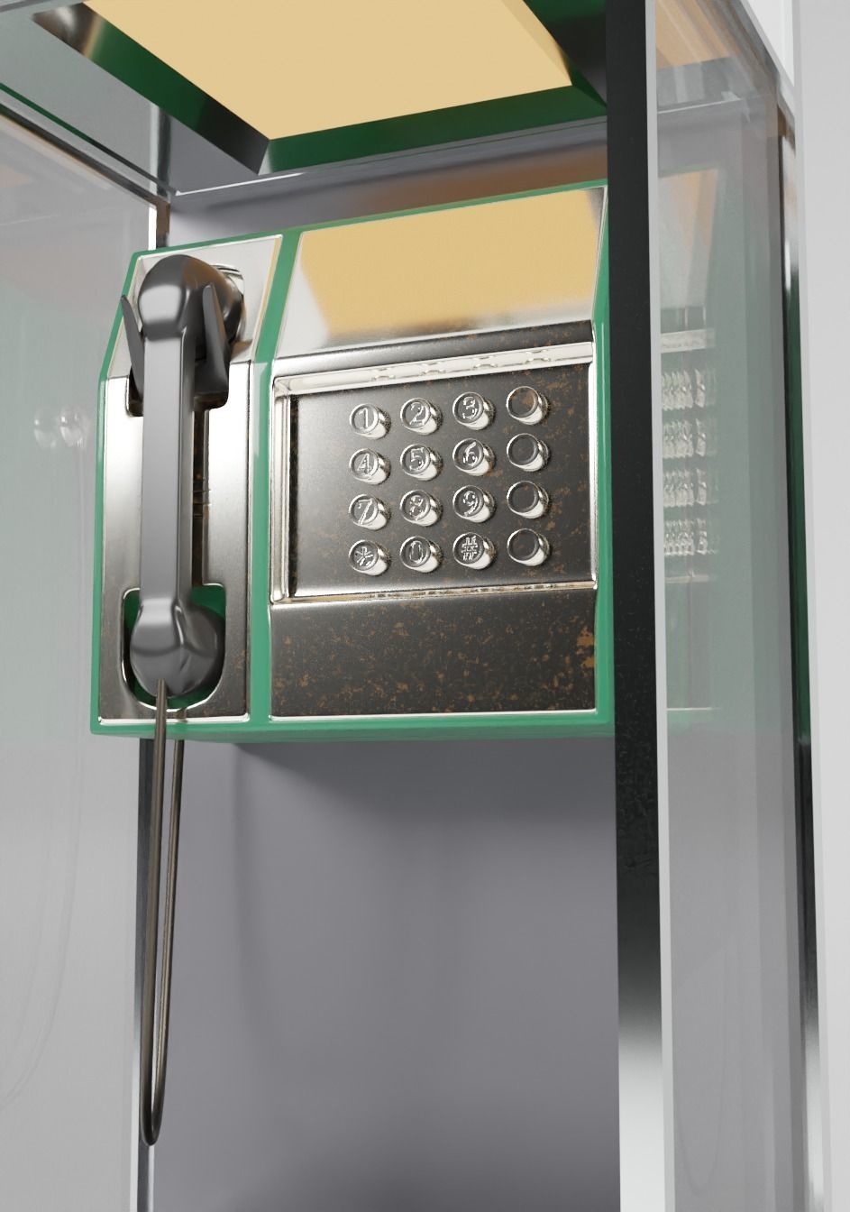 Public Phone Booth Free 3D model_1