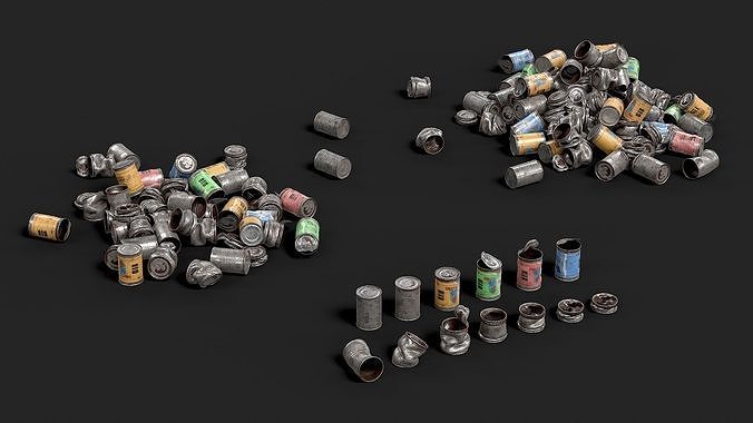 A bunch of tin cans  PBR Game Ready Low-poly 3D model