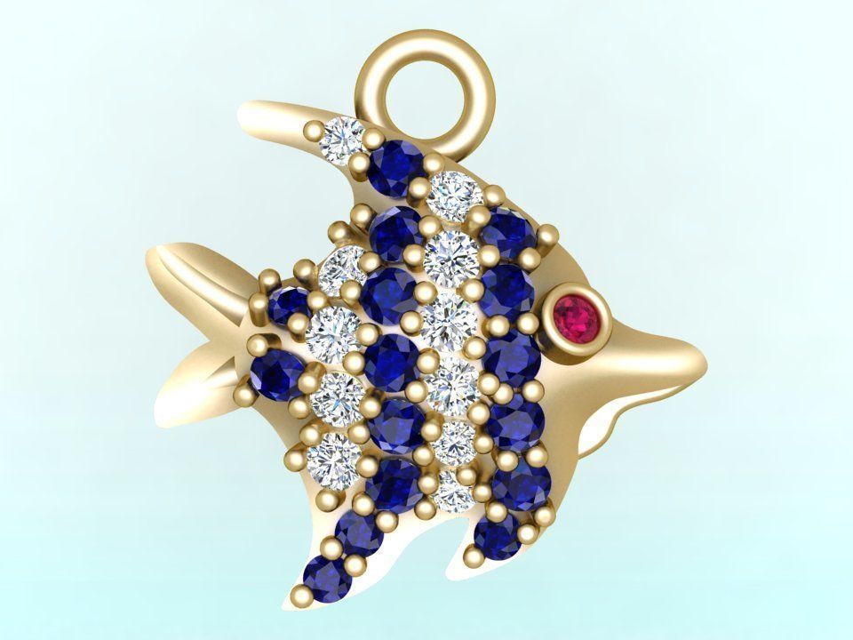 Fish pendant - Fish necklace - Womens pendants - N104 3D print model_2