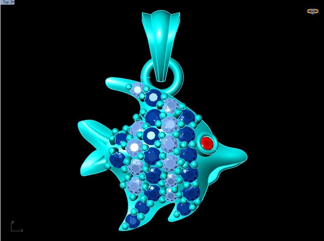 Fish pendant - Fish necklace - Womens pendants - N104 3D print model_4