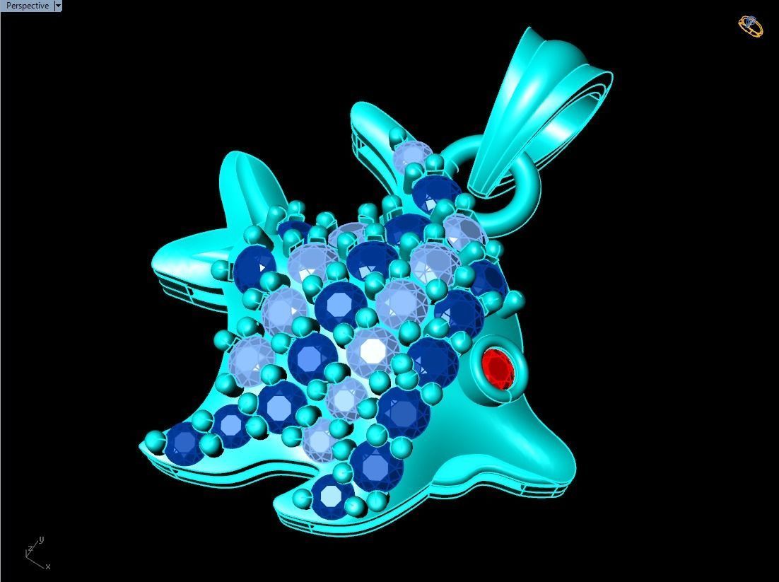 Fish pendant - Fish necklace - Womens pendants - N104 3D print model_11