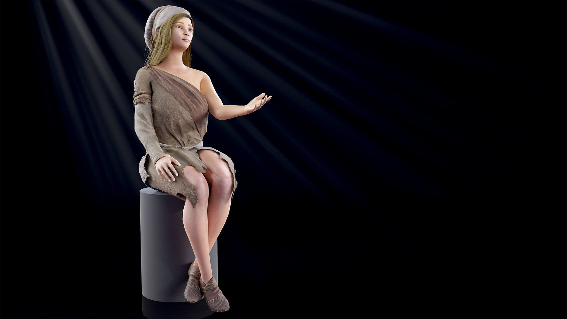 Poor Peasant Low-poly 3D model_5