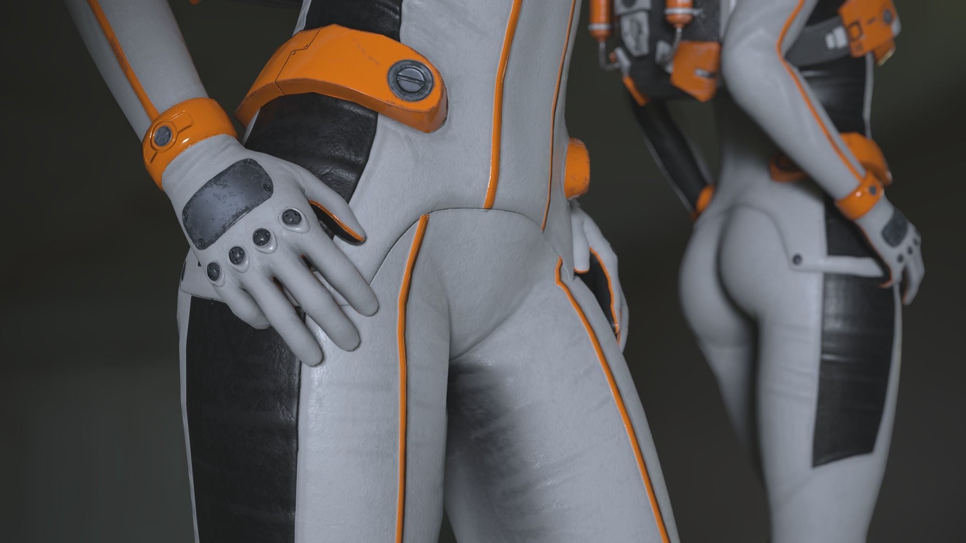 FX01 Female Space Suit White LITE VERSION Low-poly 3D model_10