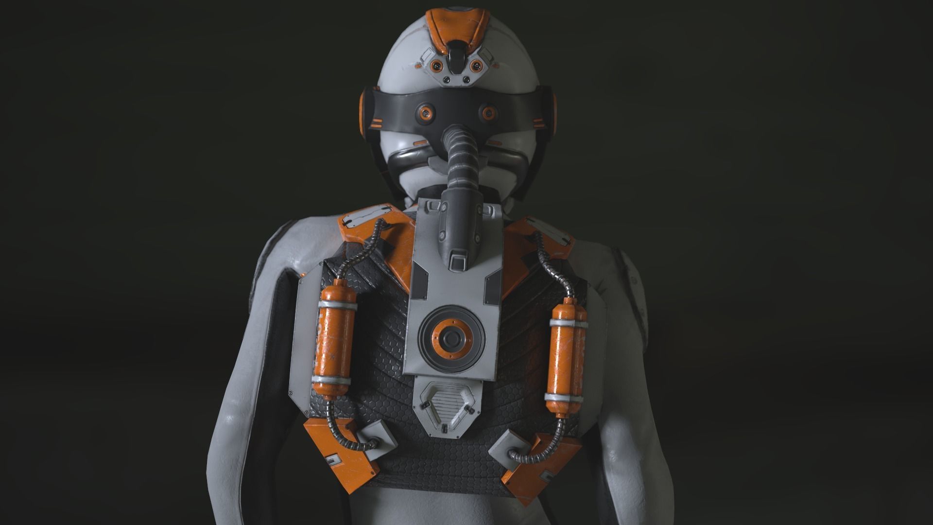 FX01 Female Space Suit White LITE VERSION Low-poly 3D model_8