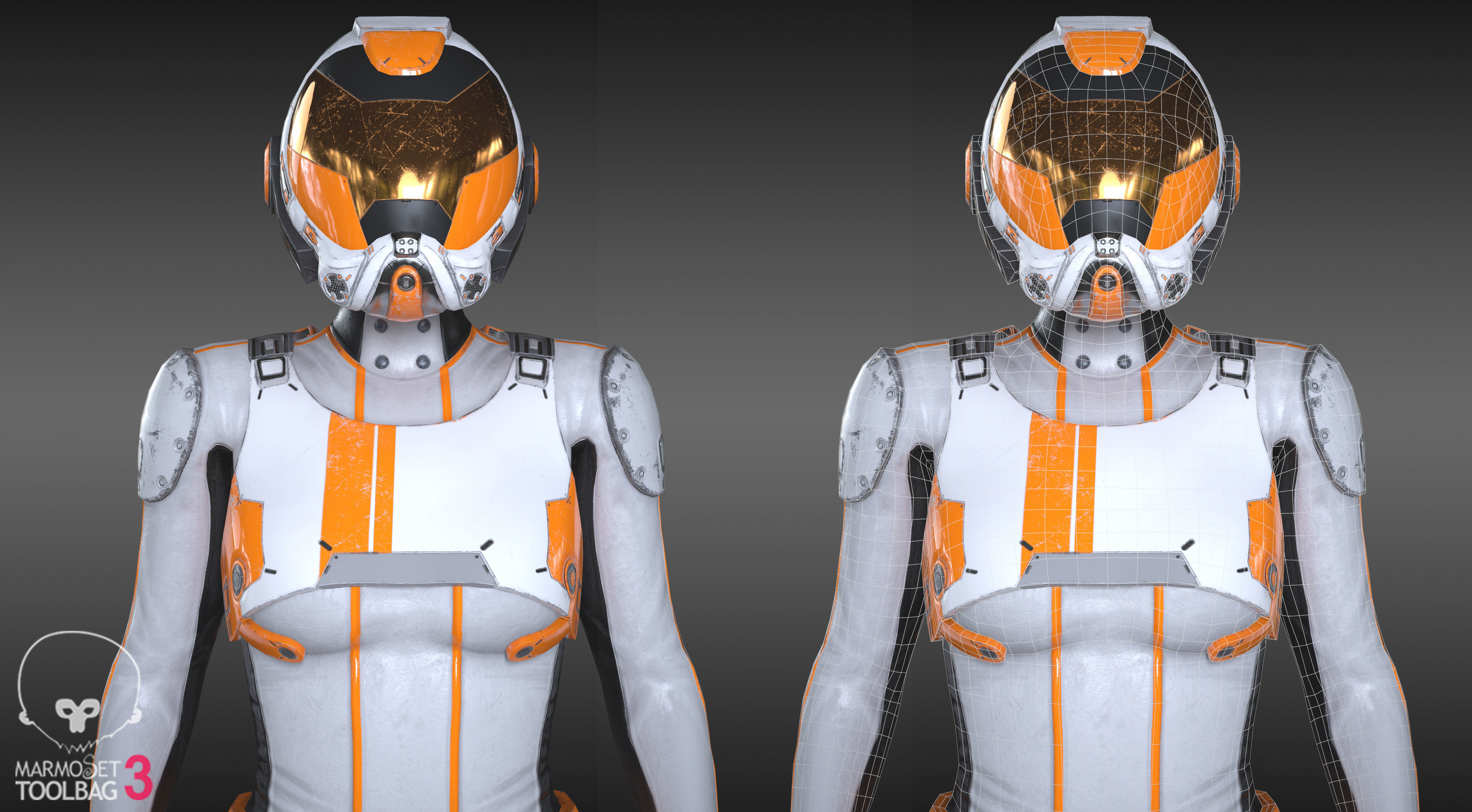 FX01 Female Space Suit White LITE VERSION Low-poly 3D model_2
