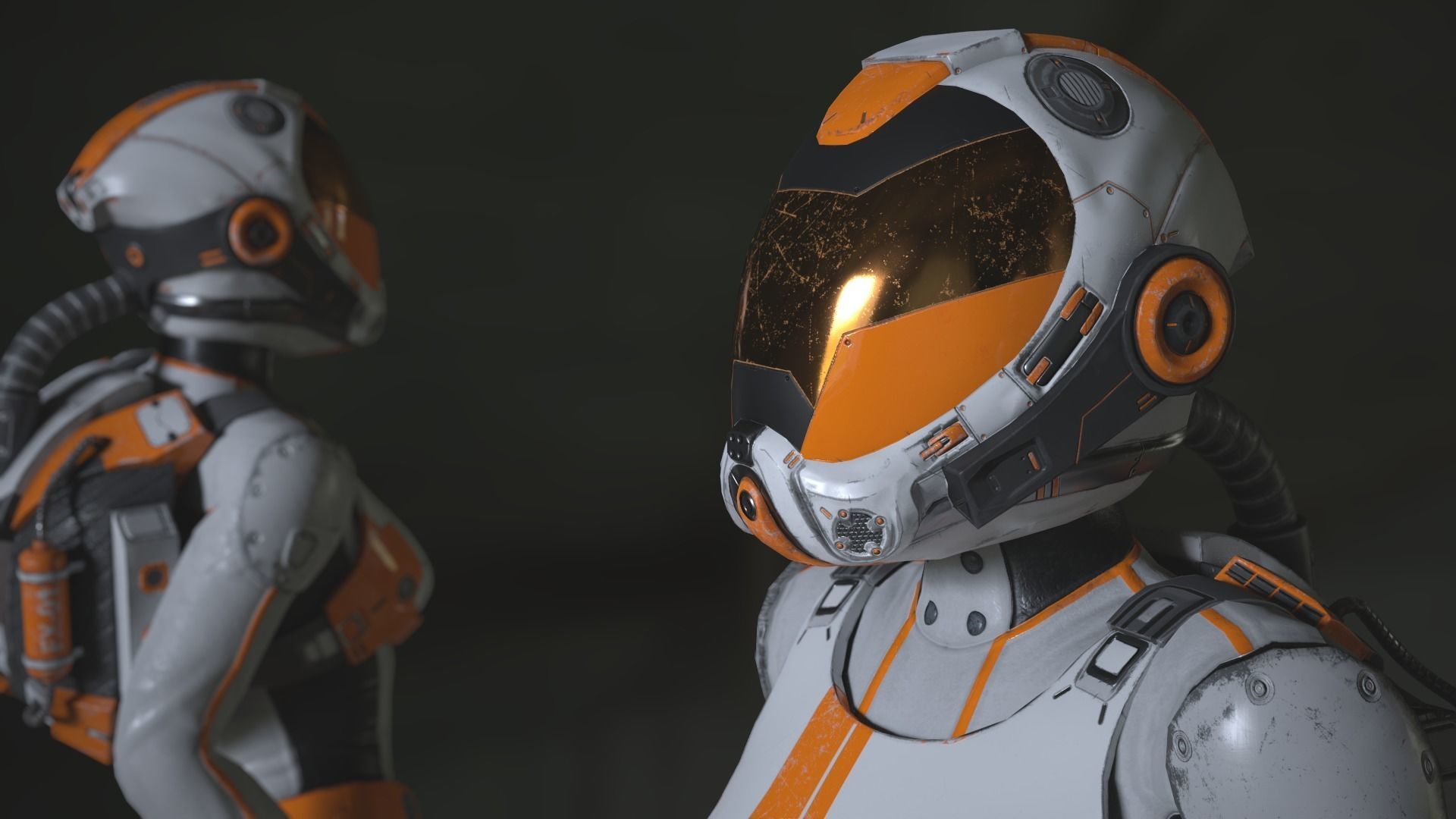 FX01 Female Space Suit White LITE VERSION Low-poly 3D model_7