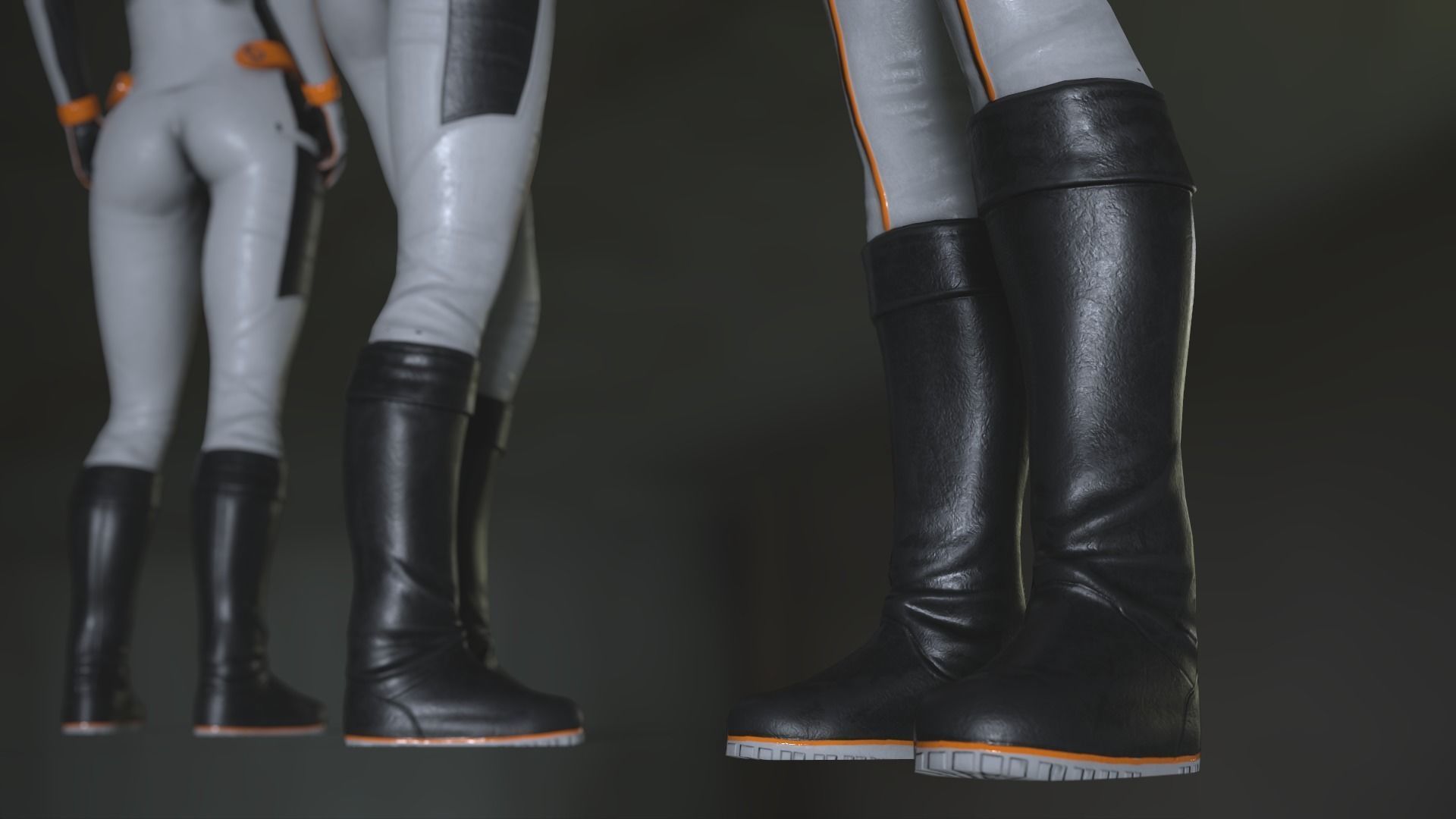 FX01 Female Space Suit White LITE VERSION Low-poly 3D model_11