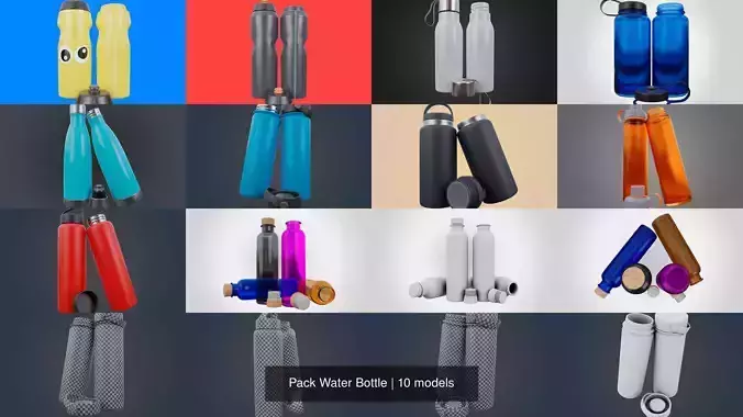 Pack Water Bottle 3D Model Collection