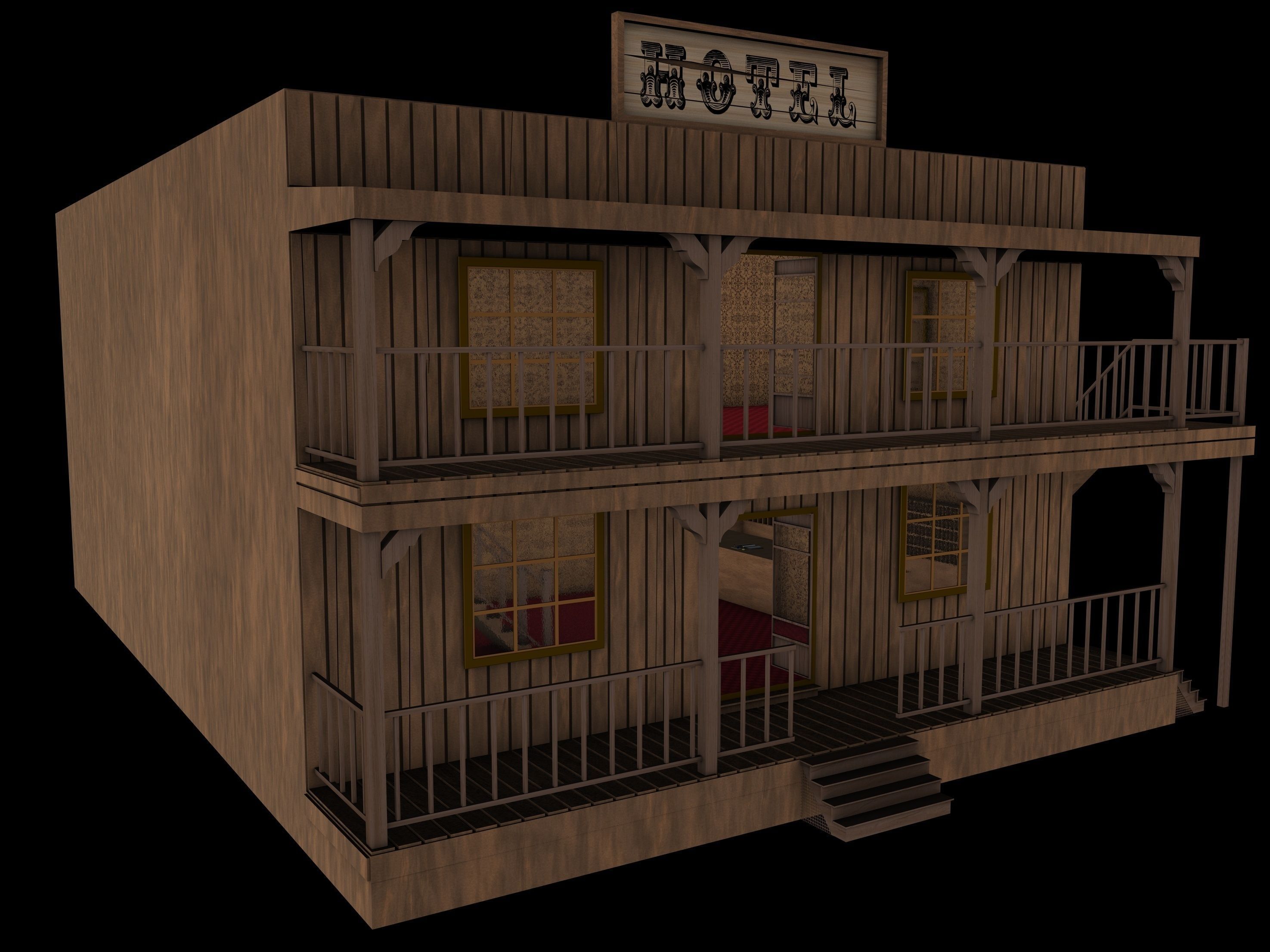 Old West Town 3D model_44