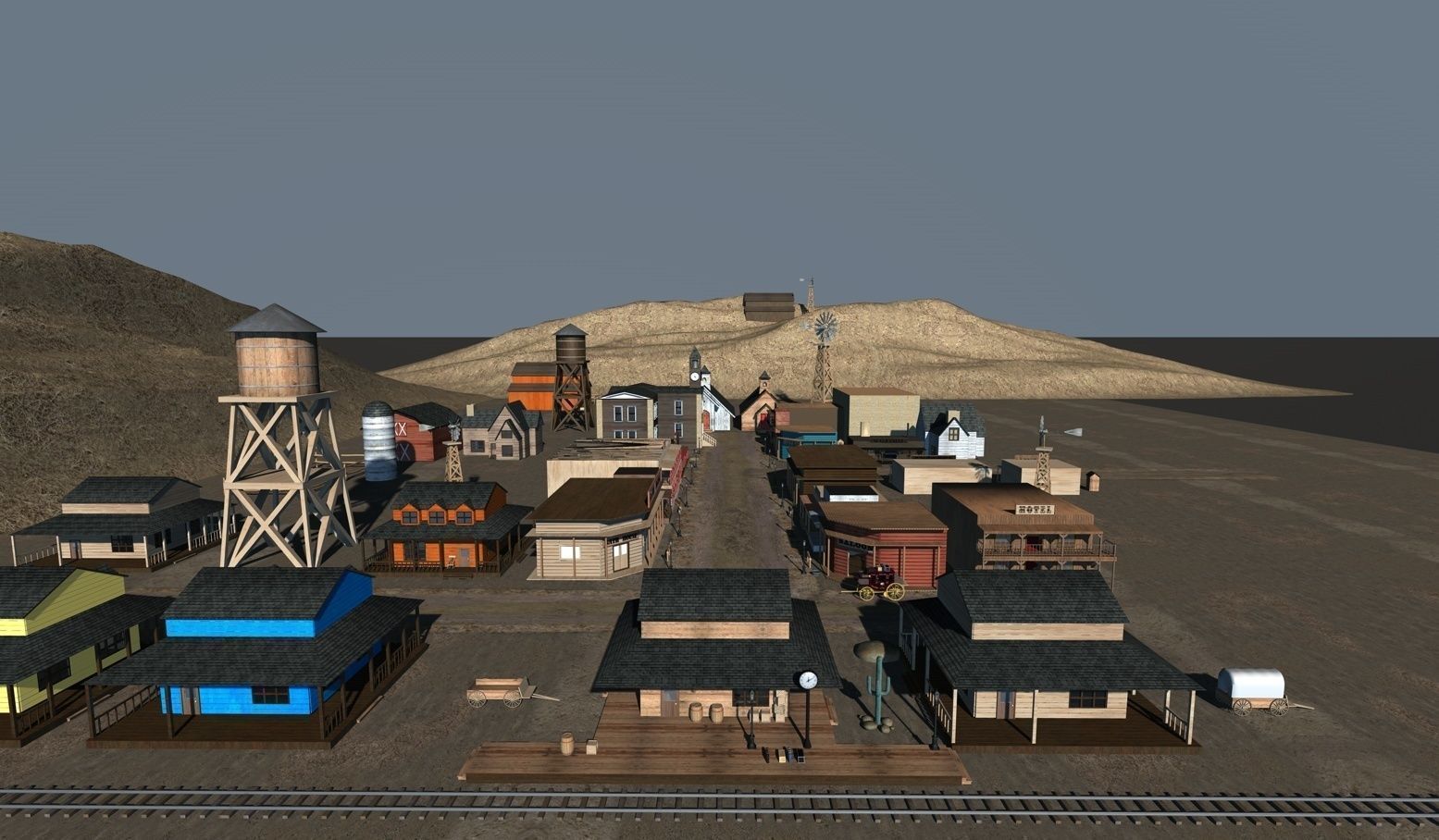 Old West Town 3D model_1