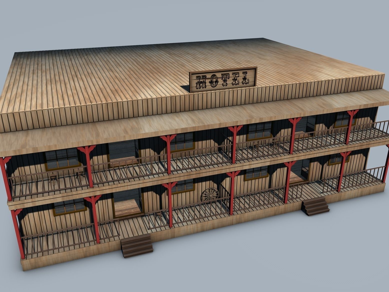 Old West Town 3D model_6