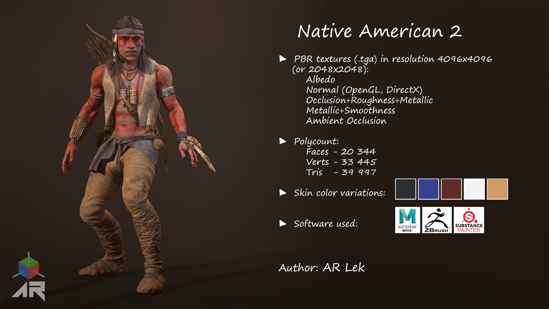 Native American 2 Low-poly 3D model_5