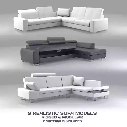 Sofa Collection realistic - realistic Low-poly 3D model