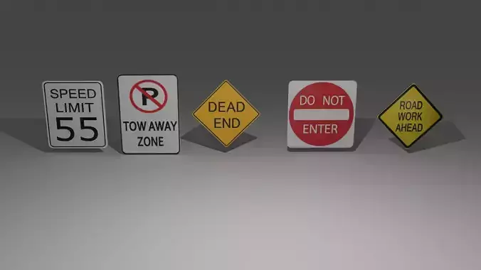 Road Signs Low-poly 3D model