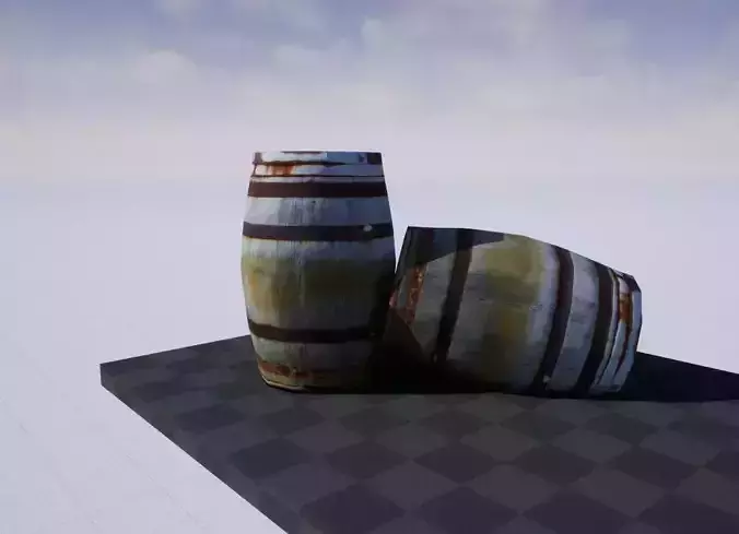 Low Poly Wooden Barrel