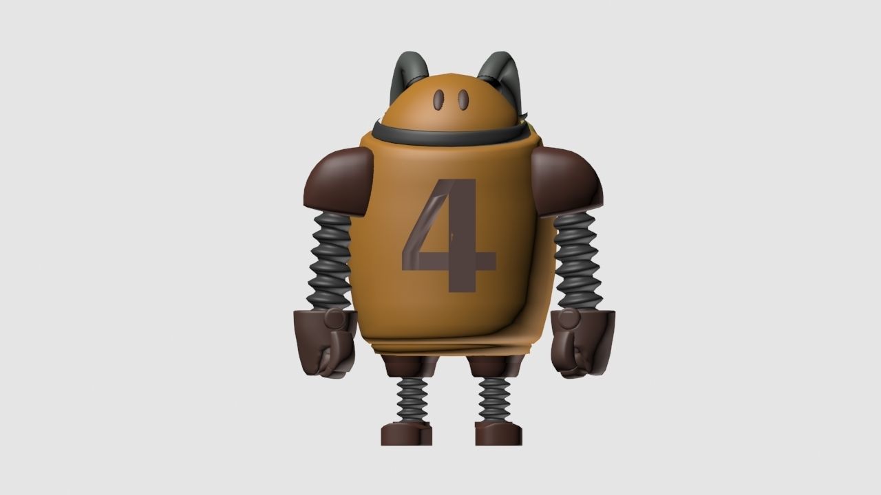 robot with number Low-poly 3D model_1