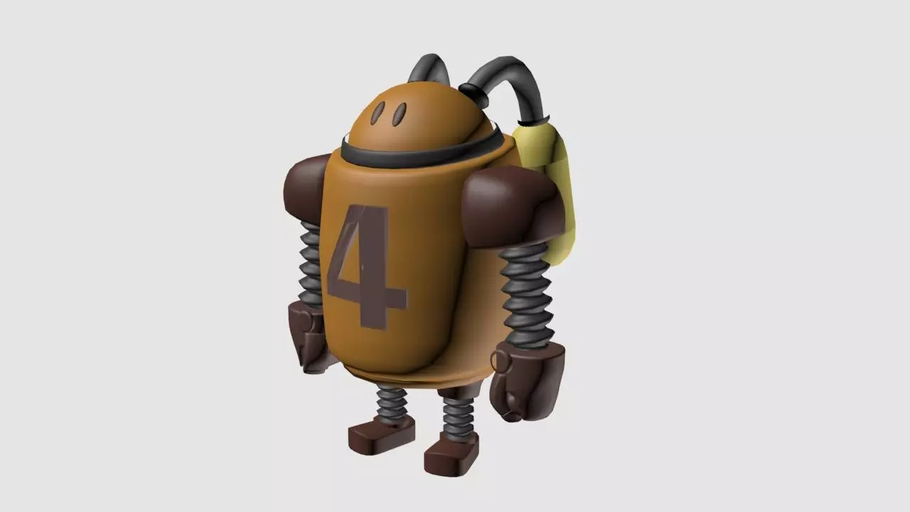 robot with number Low-poly 3D model_0