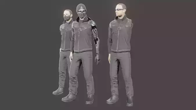 Cyberpunk character Low-poly 3D model