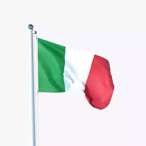 Animated flag of Italy Low-poly 3D model