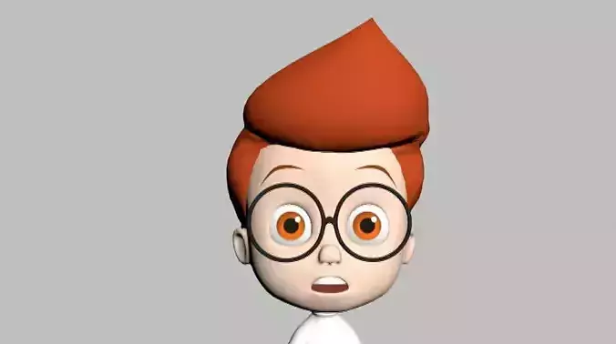 cherman-shock cartoon character with glasses and backpack 3D model