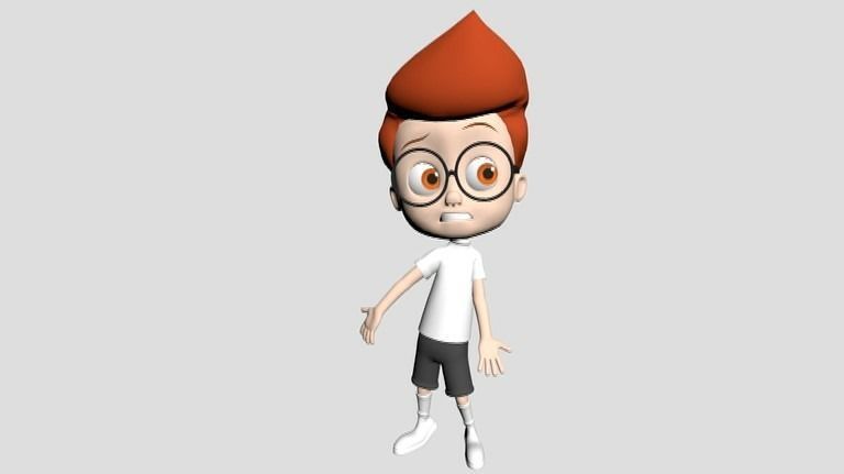 cherman-shock cartoon character with glasses and backpack 3D model_6