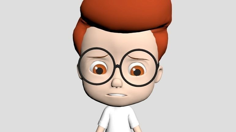 cherman-shock cartoon character with glasses and backpack 3D model_4