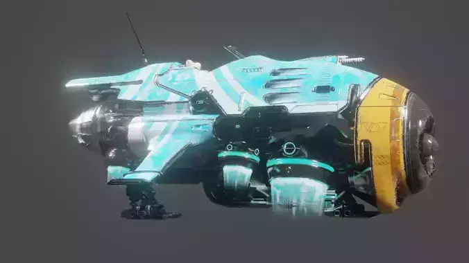 Cyberpunk Speeder Low-poly 3D model