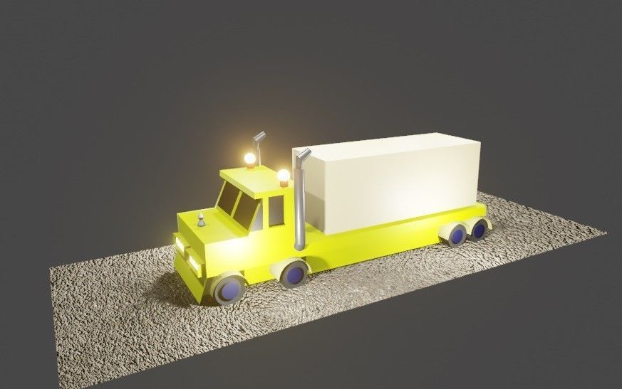 3d model truck on road Low-poly 3D model_2
