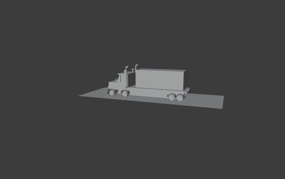 3d model truck on road Low-poly 3D model_14