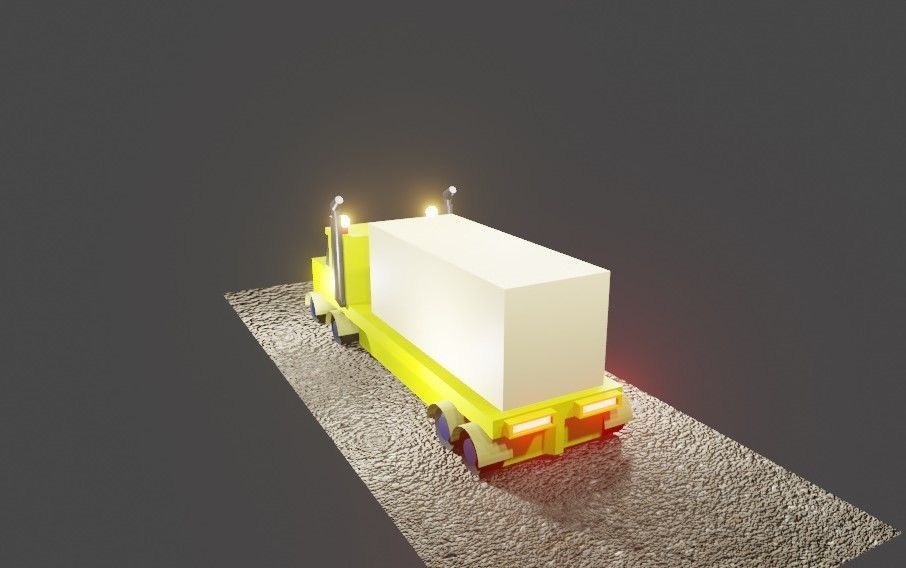 3d model truck on road Low-poly 3D model_3