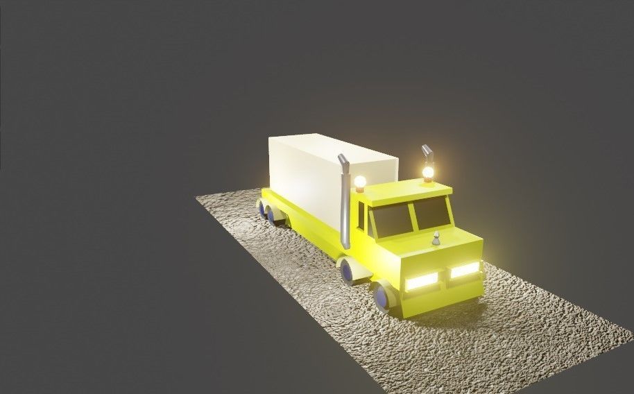 3d model truck on road Low-poly 3D model_6