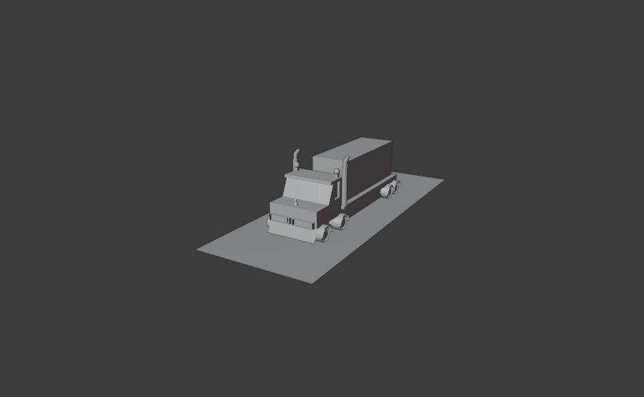 3d model truck on road Low-poly 3D model_12