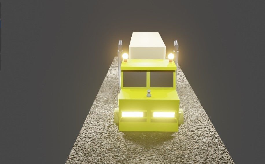 3d model truck on road Low-poly 3D model_7