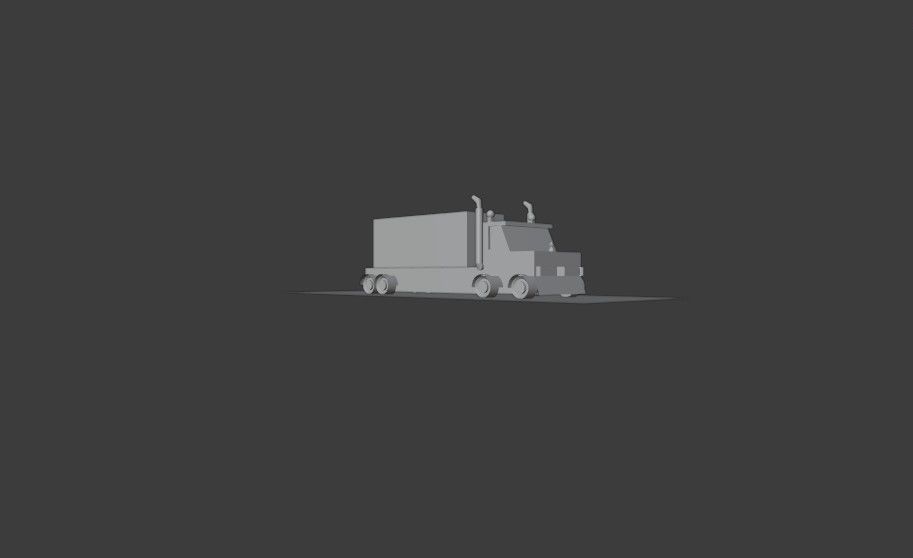 3d model truck on road Low-poly 3D model_10