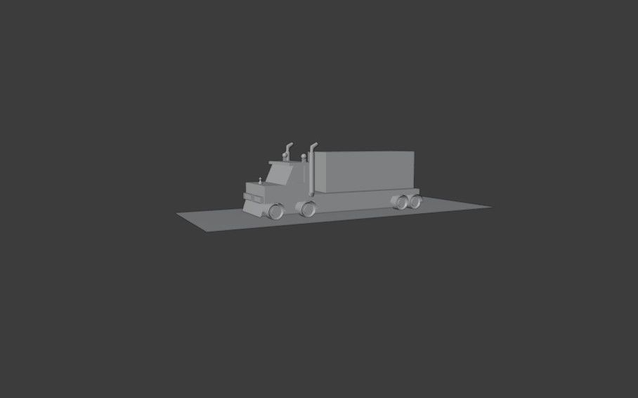 3d model truck on road Low-poly 3D model_13