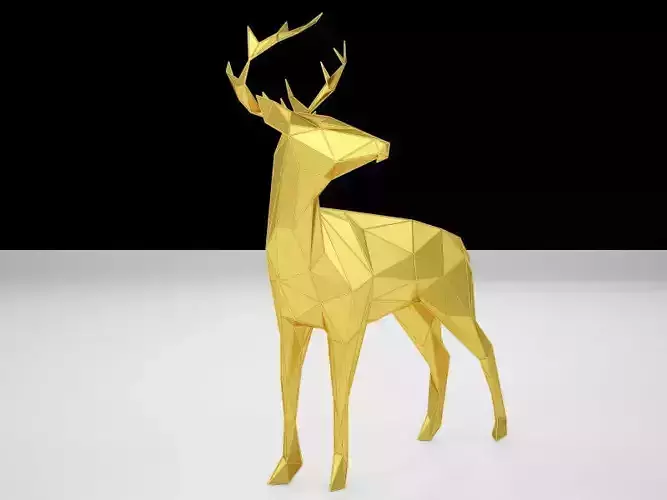 Reindeer Low Poly gold deer
