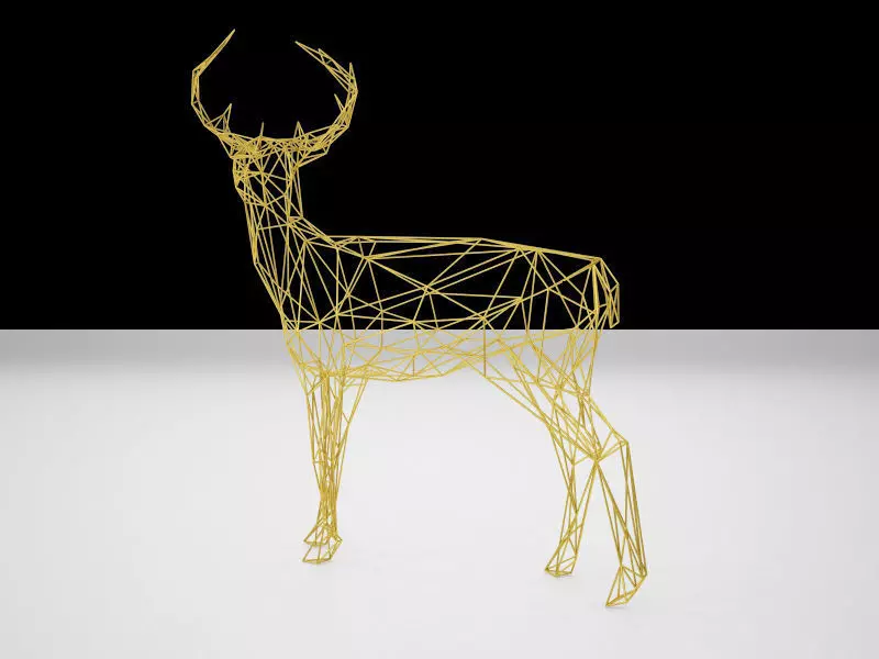 Reindeer gold deer wire sculpture 3D model_0