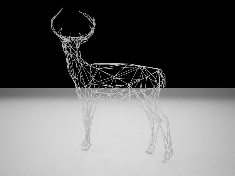 Reindeer gold deer wire sculpture 3D model_2
