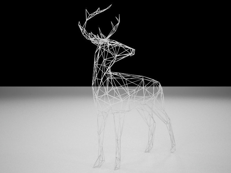 Reindeer gold deer wire sculpture 3D model_3