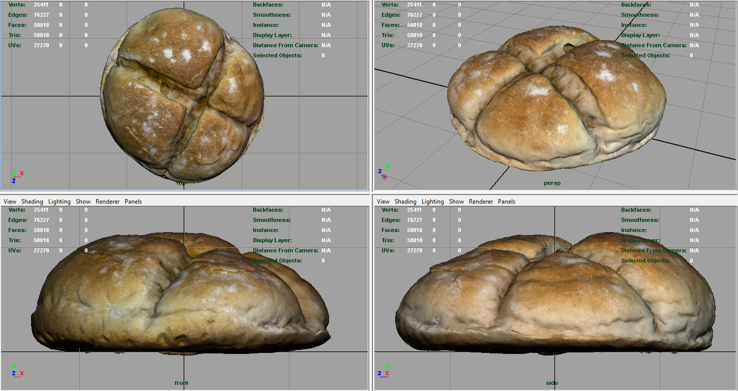 Round Loaf Low-poly 3D model_8