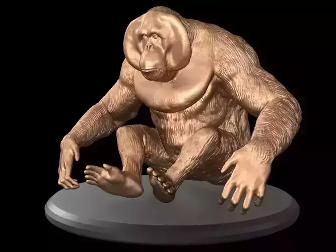 Realistic Orangutan bronze gorilla 3D print model