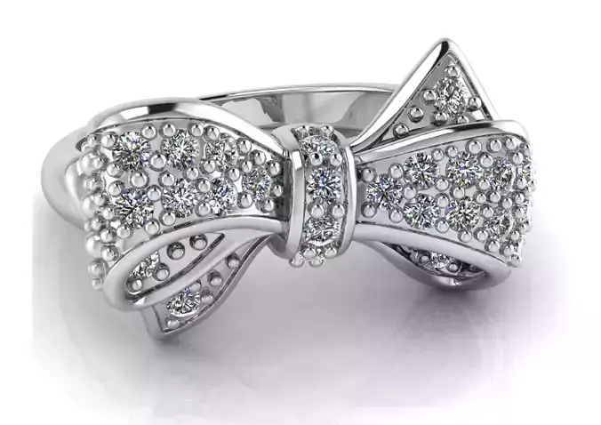 kengkod72v1 gold bow ring with diamonds 3D print model